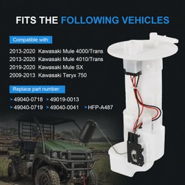 RADHLBNIU Fuel Pump Module Assembly Compatible with 2013-2020 Kawasaki Mule 4000/Trans Mule 4010/Trans 2019-2020 Kawasaki Mule SX Replace#49040-0718, 49019-0013