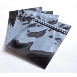 (500 Pieces) Black Mylar Resealable Zip & Seal Bags 3.5x5 Inches, Heat Sealable, Zipper, Smell Proof