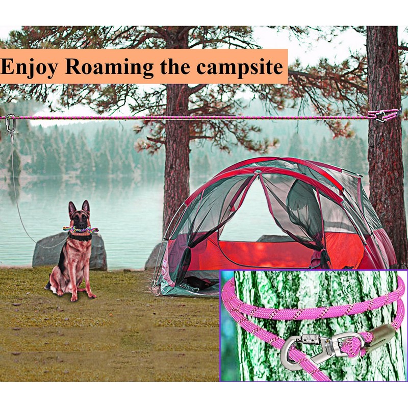 ZENGSUSU Multifunctional Reflective Dog Tie Out Cable 60ft for Camping