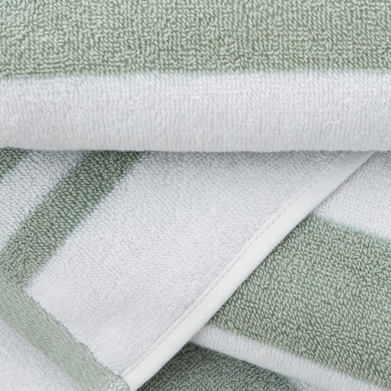 Bianca Reversible Stripe 50x85cm Cotton Jacquard Hand Towel Sage Green