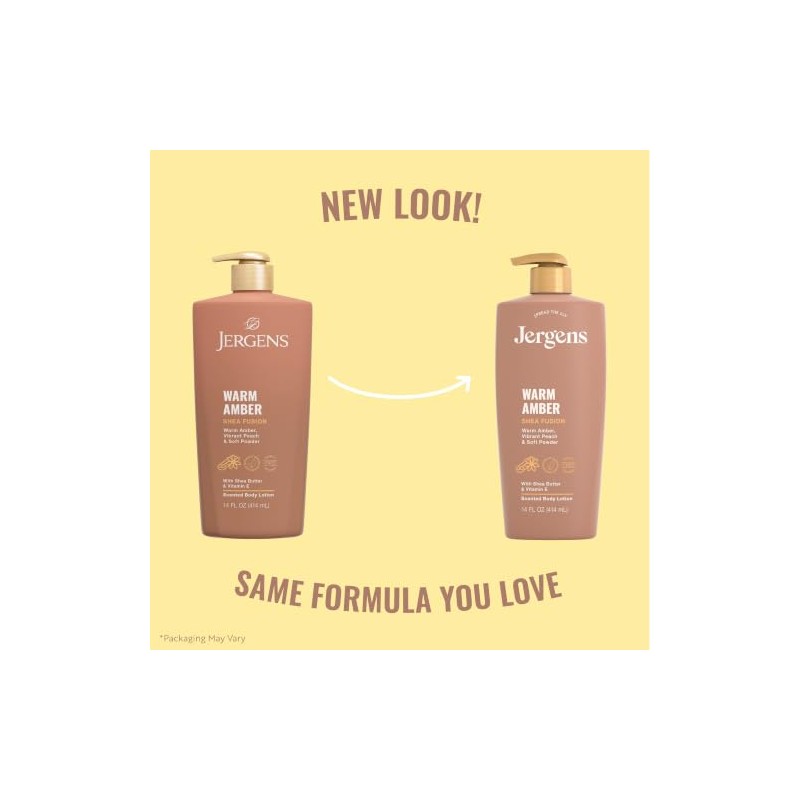 Jergens Warm Amber Shea Fusion, Loción Corporal Perfumada Para la