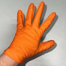 Tuff Gard Powder-Free Orange Nitrile Gloves, 8 Mil, Box of 100 (Large)