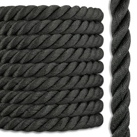 Black Polyester Rope | 3 Strand Twisted | 100% Polyester | 1 in. x 25 feet
