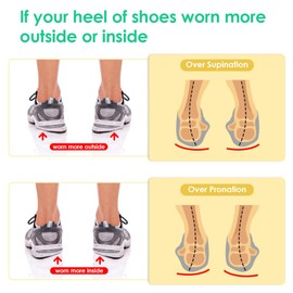 Skyfoot 2 Pairs Heel Wedges for Over Supination & Over Pronation, Re-Usable Adhesive Medial & Lateral Corrective Heel Inserts for Foot Alignment, Bow Legs (Clear, Large: Women 8-11 | Men 7.5-12.5)