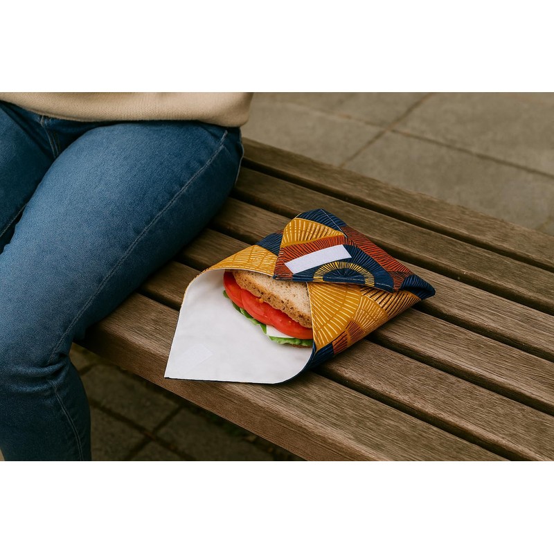 Reusable Sandwich Wrap - Washable, Leakproof, Double-Layered, Fabric, Foldable, Space