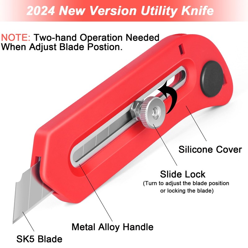 Stainless Steel Heavy-duty Utility Knife with Comfortable Silicone Cover, Quick