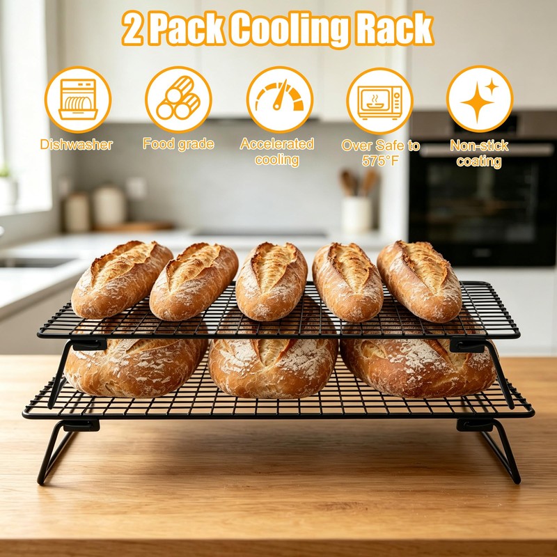 Sourdough Cooling Rack 2 Pack Stackable | Heavy Duty Wire