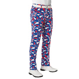 Royal & Awesome Shooting Pars American Golf Pants, Patriotic American Flag Design, Relaxed Fit, Red White Blue, USA Golf Pants, Fourth of July, 42" Waist, 34" Leg