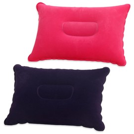 PMTFUMY 2Pcs Inflatable Pillows for Adults Soft Pvc Flocked Surface Blow Up Pillow Ultra-light Portable Camping Pillows Lumbar Support Pillow Comfortable Ergonomic for Camping, Hiking, Beach, Fishing