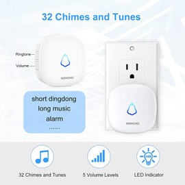 Wireless Motion Sensor Door Chime: Business Entry Doorbell Indoor Motion Detector Buzzer (500Ft Range, 32 Tunes, 5 Level Volume) Store Entrance Alert Bell Bed Alarm for Elderly Dementia Patients