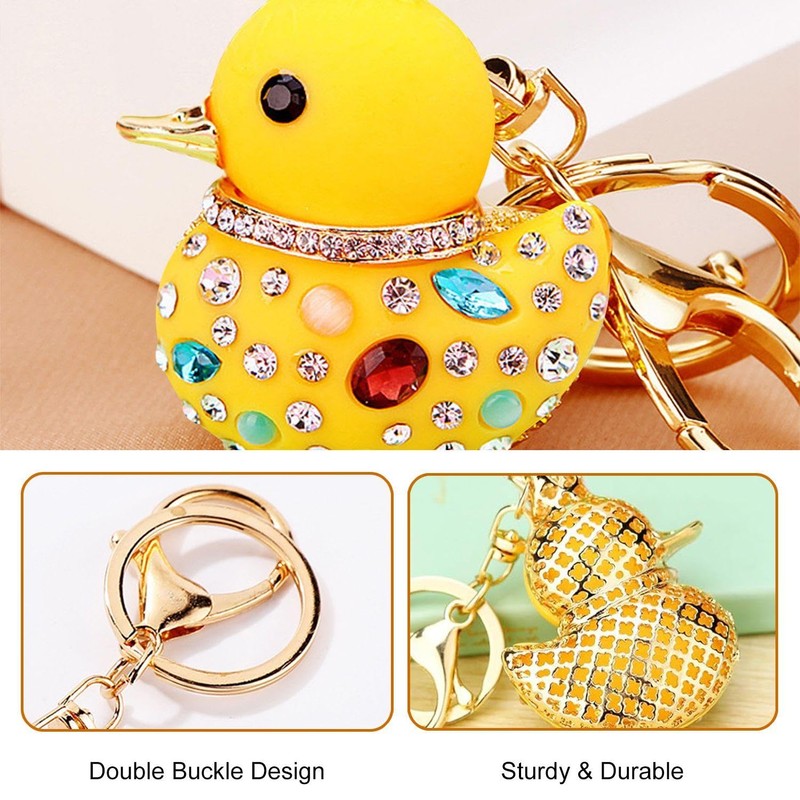 2 Pieces Cartoon Duck Keychains, Cute Animal Keychains, Rhinestone Keychains,