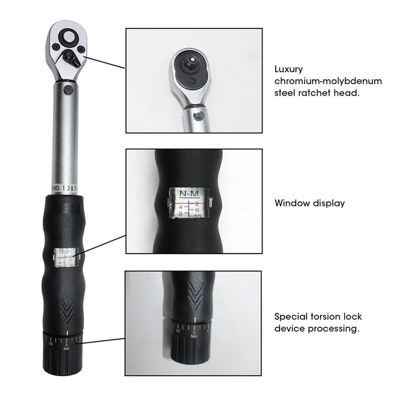 10pcs/set 2-14NM 1/4in Adjustable Torque Wrench High Precision Window Display