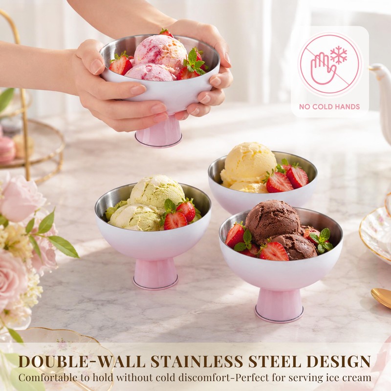 Pink Gradient 304 Stainless Steel Dessert Cup Set 4 Pack