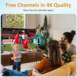 DGUPSP TV Antenna Indoor 2025 for Free Channels with Strong Magnetic Base, 260+ Mails Long Range+360° Reception, Support 4K 1080p Local Channels for All Old/Smart TVs