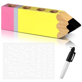 Wooden Desk Pencil Holder for Classroom Teacher Appreciation Gift Teacher Name Pencil Dispenser Classroom Organization for First Day of School Must Haves for Elementary(Pencil Shape)