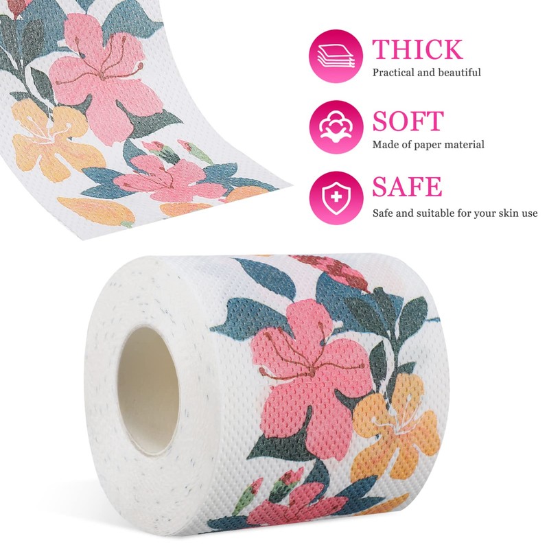 Floral Toilet Paper Novelty Bathroom Tissue Flower Pattern Toilet Tissues,