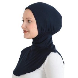 Prien Sport Hijab For Women, Muslim Head Scarf, Flexible Turban Girls, Chic Islamic Wear For Gym, Neck Collar Bonnet Viscose (Navy Blue)