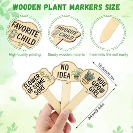 GEEHUA 15Pcs Garden Plant Markers, Succulent Markers Plant Labels Wood Funny Plant Signs Interesting Words Wooden Plant Vegetable Tag Plant Name Signs with Stake for Outdoor Indoor Patio Plants Tags