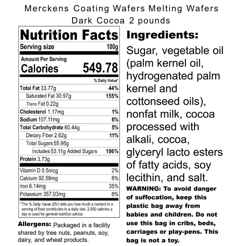 Merckens Coating Wafers Melting Wafers Dark Cocoa 2 pounds