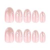 24Pcs Gold Glitter Ombre Press on Nails Short Circle ZWENJIE