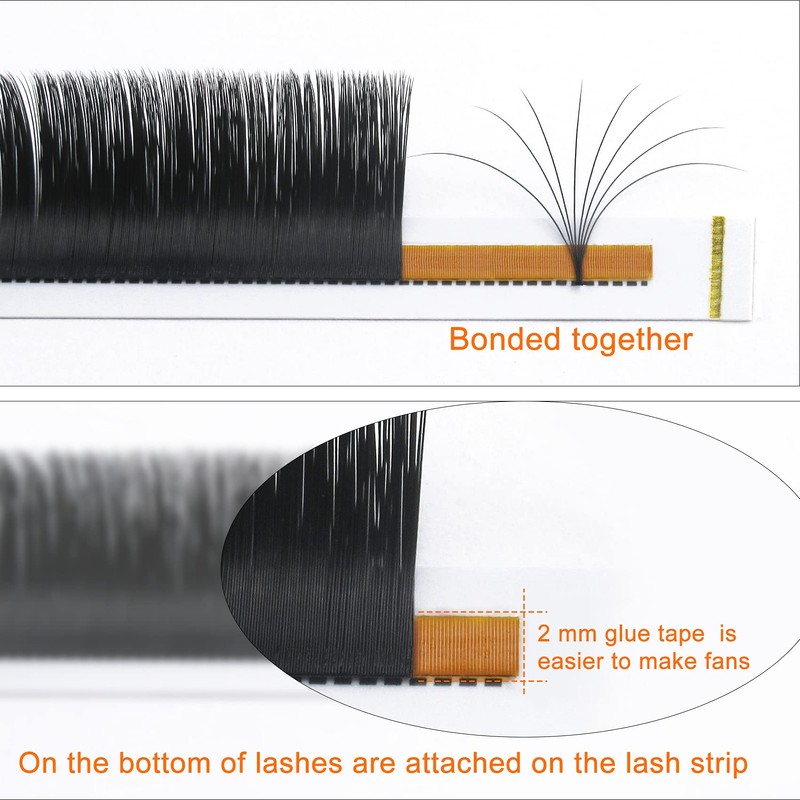 B&Q 1 Tray Self-Fanning Eyelashes, D-0.05-11, Easy Fan Lashes for