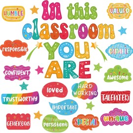 VABAMNA Rainbow Bulletin Board Decorations for Classroom Positive Inspirational Affirmation Wall Decor, 31Pcs Retro Colorful Bulletin Board Signs for Back to School Supplies Classroom Door Wall Decor