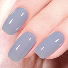 AILLSA Haze Blue Gel Nail Polish Ocean Breath Jelly Gel Polish Neutral Sheer Translucent Nude Gel Polish Long Lasting Gray Blue Soak Off U V Gel for French Manicure Nail Art at Home 0.51 Oz