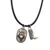 Cowboy Hat Charm Choker Necklace, Black Necklace, Cowboy Boot Pendant,