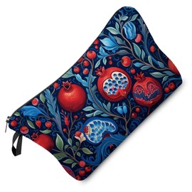 Livel lhood Pomegranate Makeup Bag Red Pomegranate Pattern Small Cute Organizer Bag Zipper Pouch Pomegranate Illustration Print Cosmetic Bag Present for Women Friends