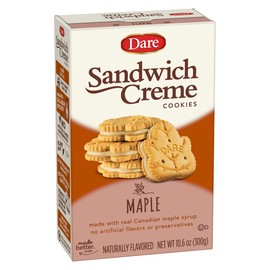 Dare Maple Leaf Crème Cookies â€“ Classic Canadian Cookie Made with Real Maple Syrup, Peanut Free â€“ 10.6 Ounces (Pack of 12)