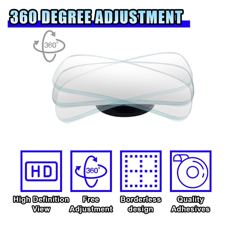 2PCS Blind Spot Car Mirror, HD Glass Rotate Adjustable Car