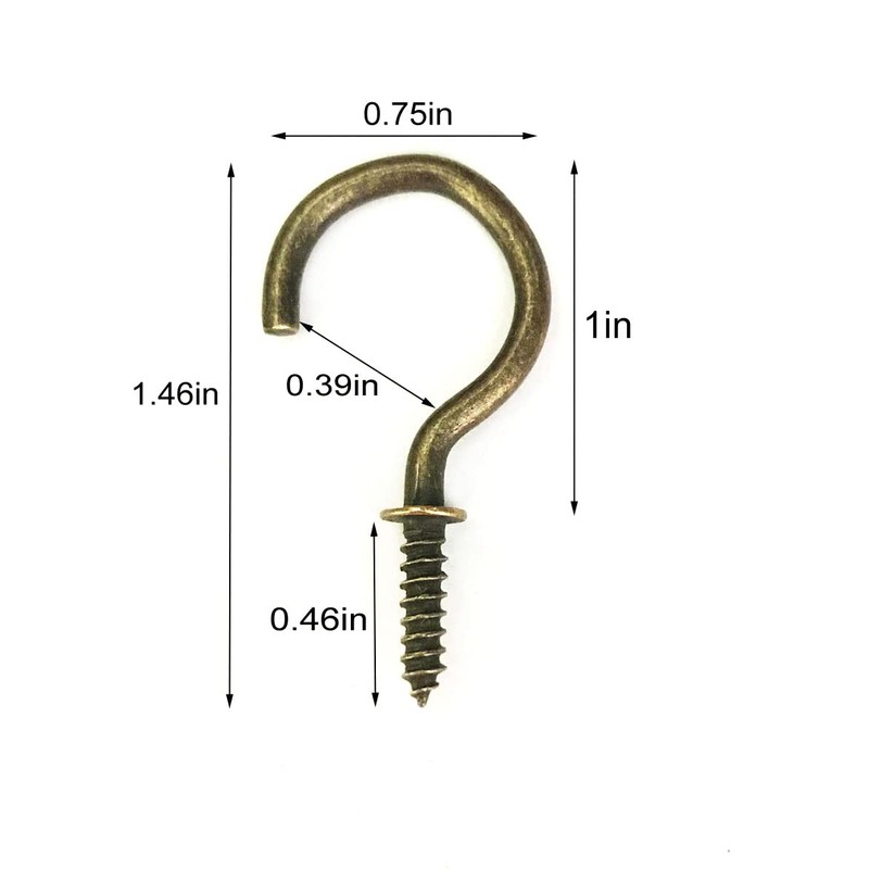 IDEALSV 60 Pcs 1" Bronze Screw Ceiling Hooks 1 Inch