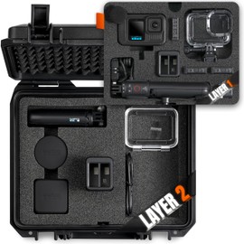 Portable Waterproof Hard Case for GoPro Hero 13 Creator Edition Accessories, Compatible with 12/ 11/ 10/ 9, For Various Lens Mod, Dual/ MAX Dual Battery Charger, Volta Tripod (Case&Foam Only)