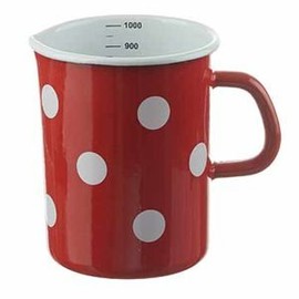 Münder Enamel: Measuring Jug - Red with White Polka Dots 1 Litre Enamel
