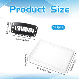 50 Pcs U Shaped Hair Extension Clips, 6-Teeth No Sew Wig Clips to Secure Wig, Metal Snap Hairpieces Clip for Making Women Long Straight Curly Hair Extensions Accessories, Black