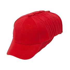 TOP HEADWEAR 12-Pack Youth Adjustable Baseball Hat - Red