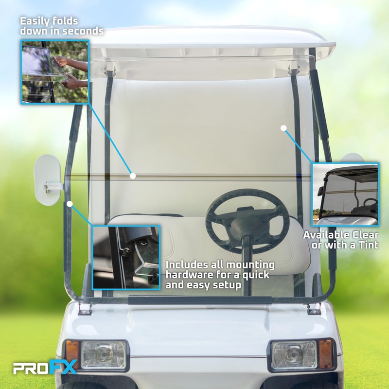 PROFX Golf Cart Windshield Compatible with Club Car DS |