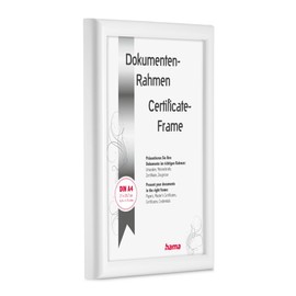 Hama Swing Picture Frame 21 x 29.7 cm (Ideal for Certificates and Documents in DIN A4, Modern Plastic Frame, for Portrait Format, for Standing/Hanging, Reflex Glass, Document Frame) White