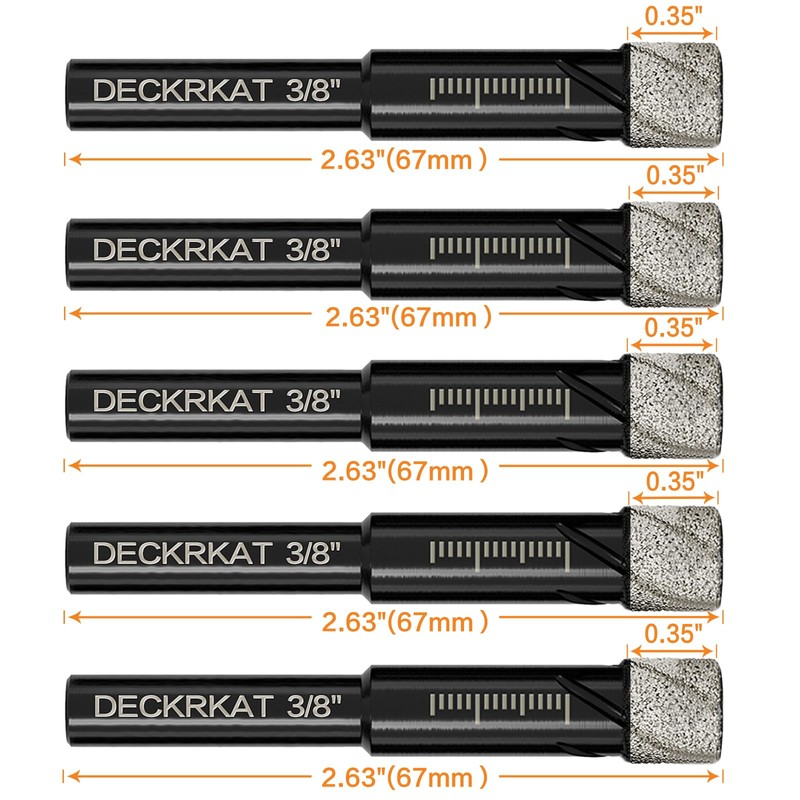 5 Packs Dry Diamond Drill Bits Set 3/8" 10mm Vacuum