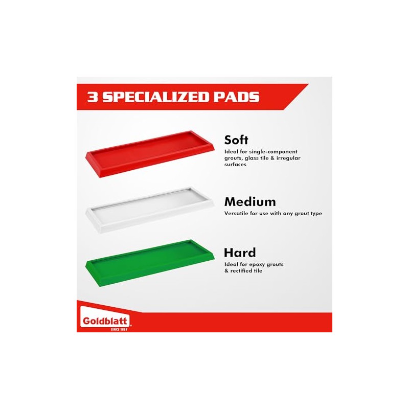 Goldblatt Grout Float with 3 Replaceable Pads, 3-3/4" x 9-5/8"