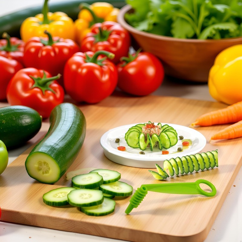 Green Spiral Slicer Portable Cucumber Potato Carrot Slicer Cutter Manual