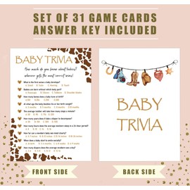 Baby Shower Games - Trivia for 30 Guests with Game Cards, Gender Reveal, Cowboy Supplies (20)