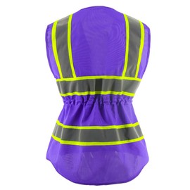 OPLERAI Safety Vest for Women Reflective Construction Vest with Waistband and Zipper Womens High Visibility Vest with 5 Pockets Hi Vis Work Vest Meets ANSI/ISEA 107-2020 Class 2(PurpleZ 2X-Large)