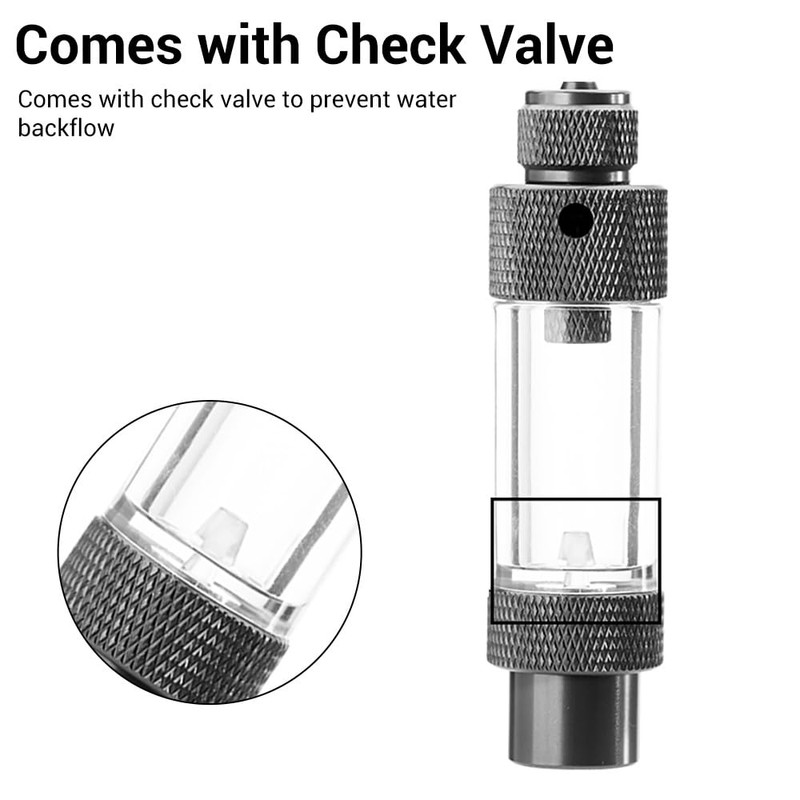 MiOYOOW CO2 Bubble Counter with Check Valve, Single Head Carbon