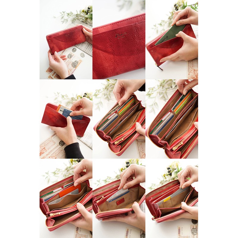 Dakota DA-30683 Women's Long Wallet, Round Zipper, Genuine Leather, green