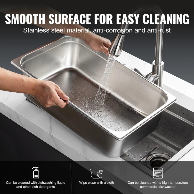 Steam Table Pan 6 In Deep Anti Jam Polished Finish
