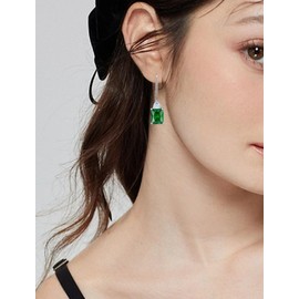 Vesitim Square Dangle Drop Earrings Sterling Silver Triangle Leverback Earring Birthstone Jewelry for Women, Sterling Silver