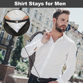 SwirlColor Men's Shirt Holder, Non-Slip Adjustable Shirt Stay Belt, Elastic Tuck Belt for Neat Look for Business, Office, Wedding, Pack of 2, black