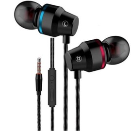 3.5mm Wired Headphone Super Heavy Bass Headset Earphone Stereo Earbuds With Mic (Black)