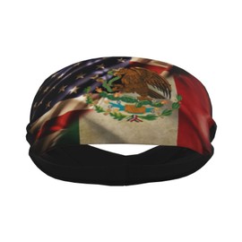 Generic Sweatbands for Men Combined Mexico and USA Flag Workout Sport Headbands for Men Absorbed Hairband Fashion Wide Headband for Running Basketball Football Cycling Tennis